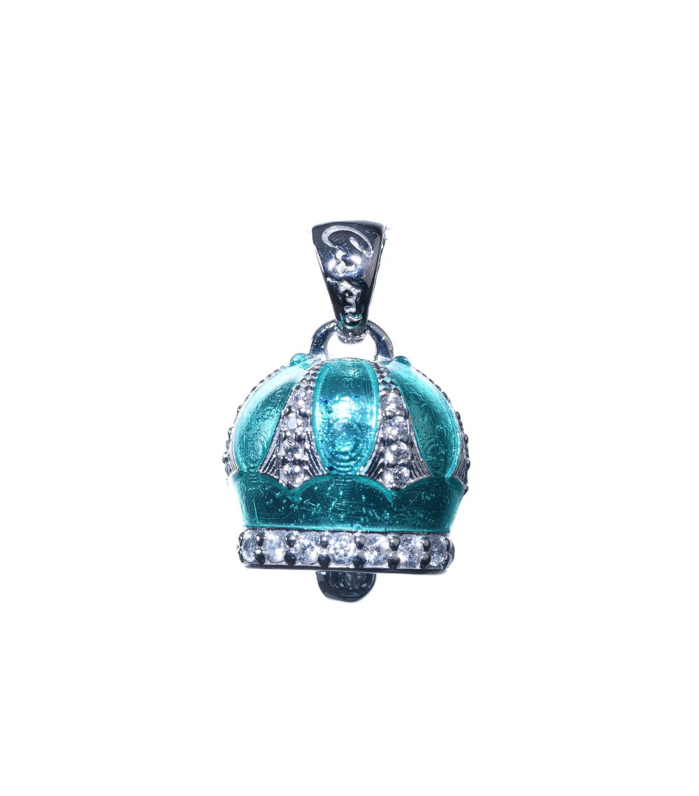 Campanella in argento 925 smaltata con zirconi bianchi