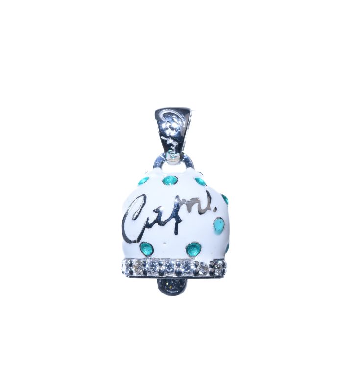 Campanella in argento smaltata con zirconi bianchi