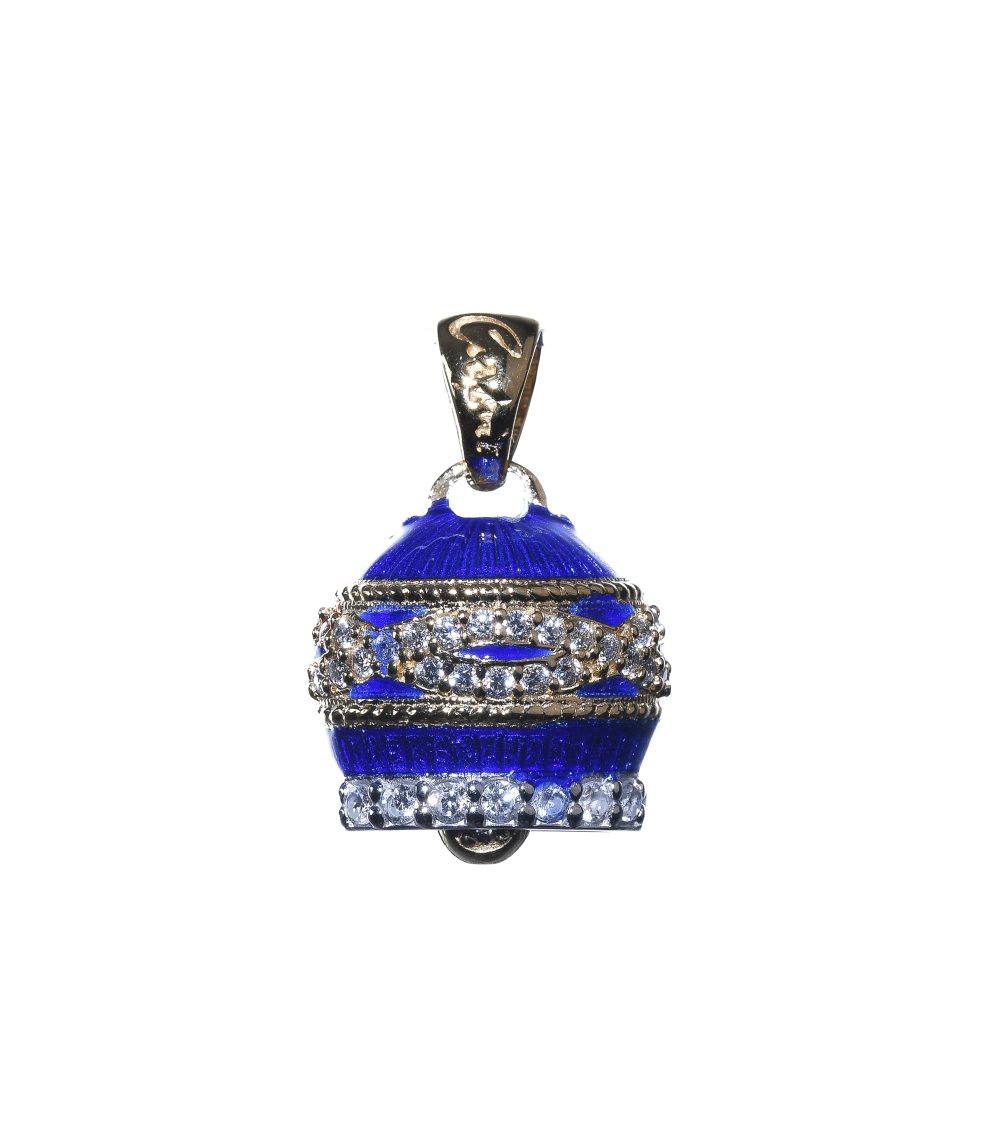 Campanella in argento 925 placcato oro con zirconi bianchi