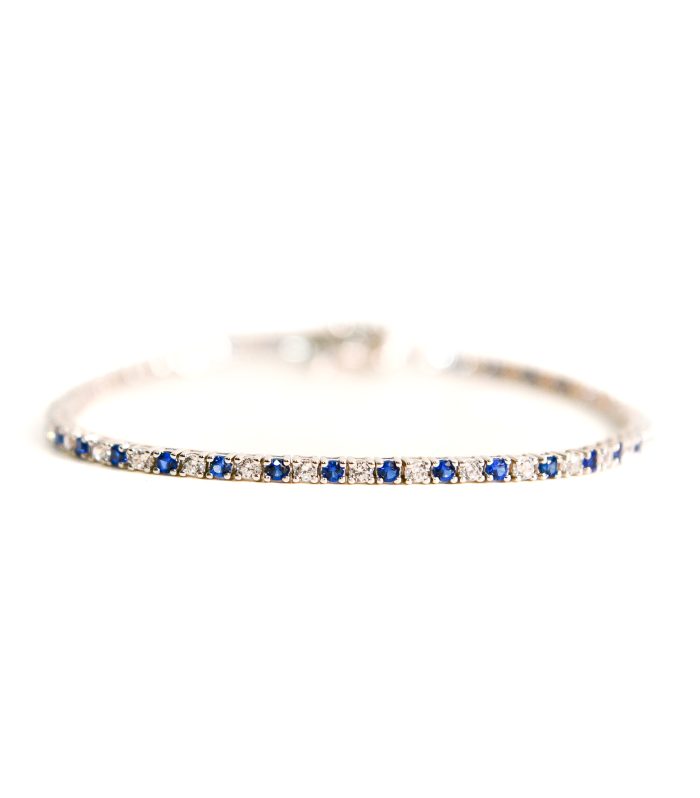 Bracciale tennnis con zirconi bianchi e blu in argento 925