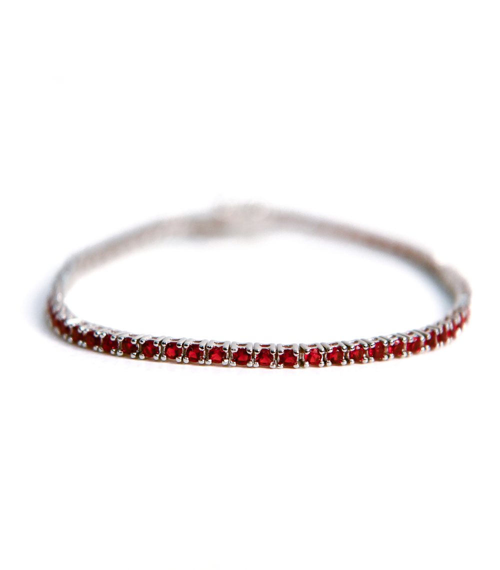 Bracciale tennnis con zirconi rosso rubino in argento 925