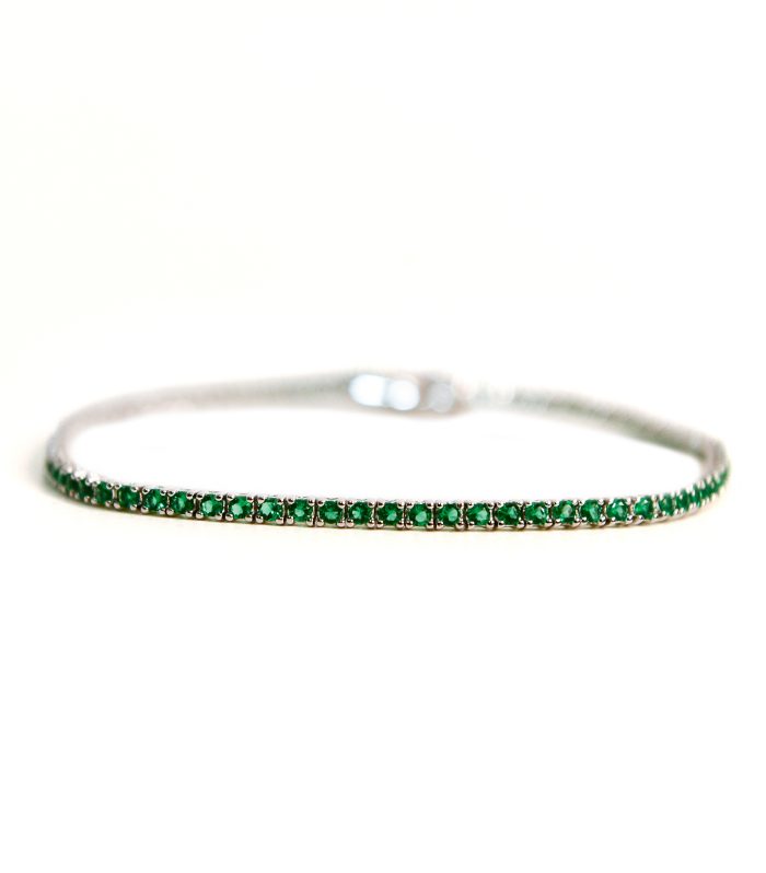 Bracciale tennnis con zirconi verde smeraldo in argento 925