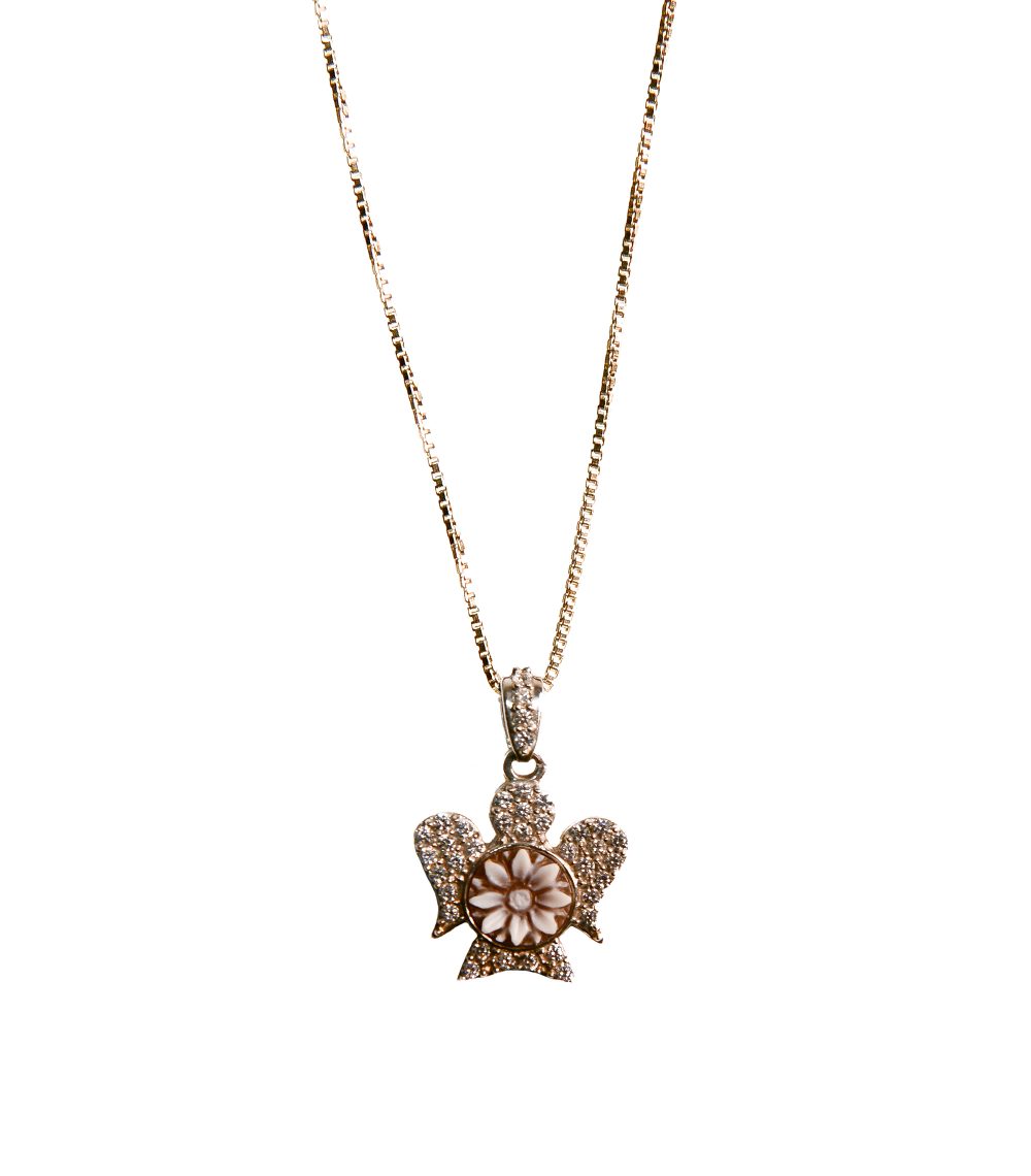 Catena veneziana con Angelo zirconato con cammeo tutto in argento 925