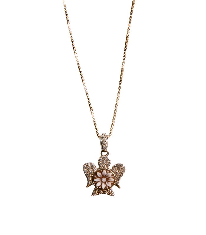 Catena veneziana con Angelo zirconato con cammeo tutto in argento 925