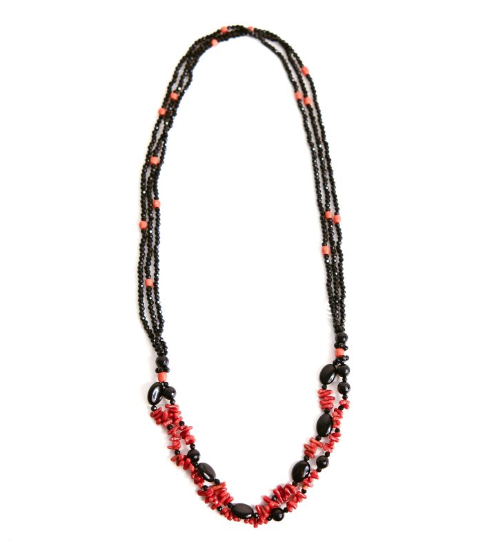 Collana corallo e pietre dure