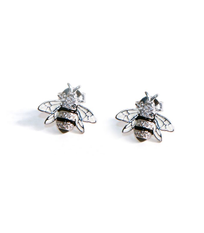 Orecchini ape con zirconi e smalto in argento 925