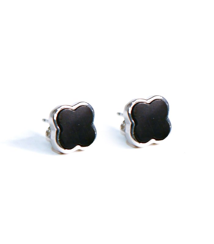Orecchini fiori smaltati nero in argento 925