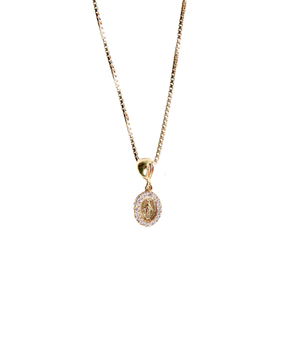 Catena veneziana  con ciondolo madonnina zirconato tutto in argento 925 - immagine 2
