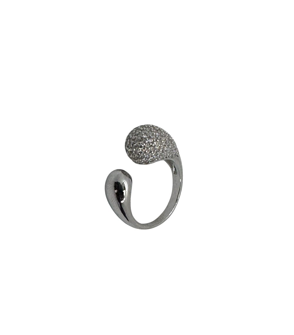 Anello aperto regolabile con zirconi argento 925