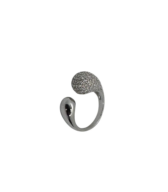 Anello aperto regolabile con zirconi argento 925