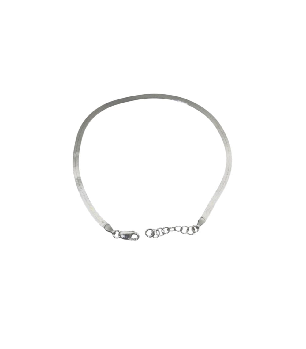 Cavigliera a catena "herringbone" (spina di pesce) argento 925 - immagine 2