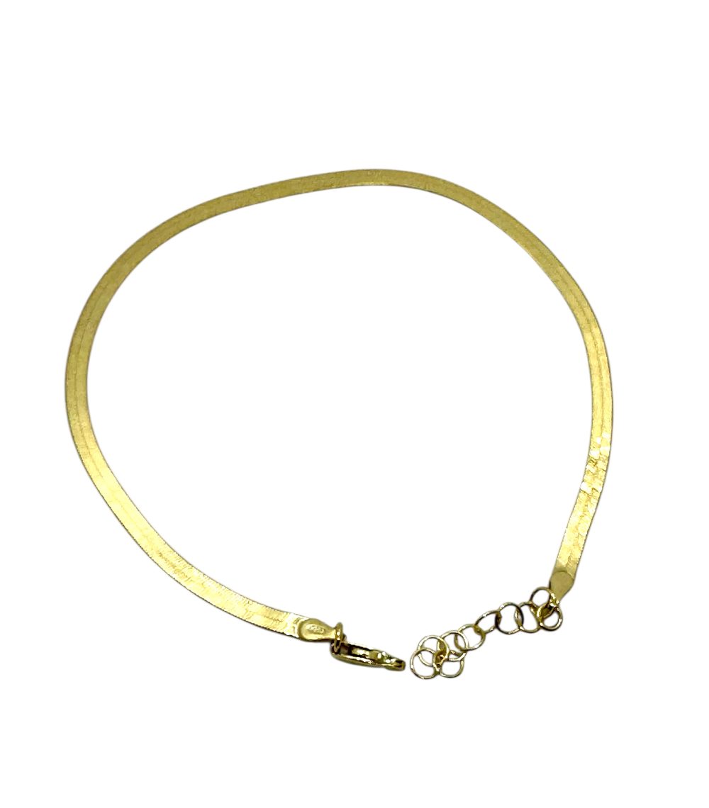 Cavigliera a catena "herringbone" (spina di pesce) argento 925