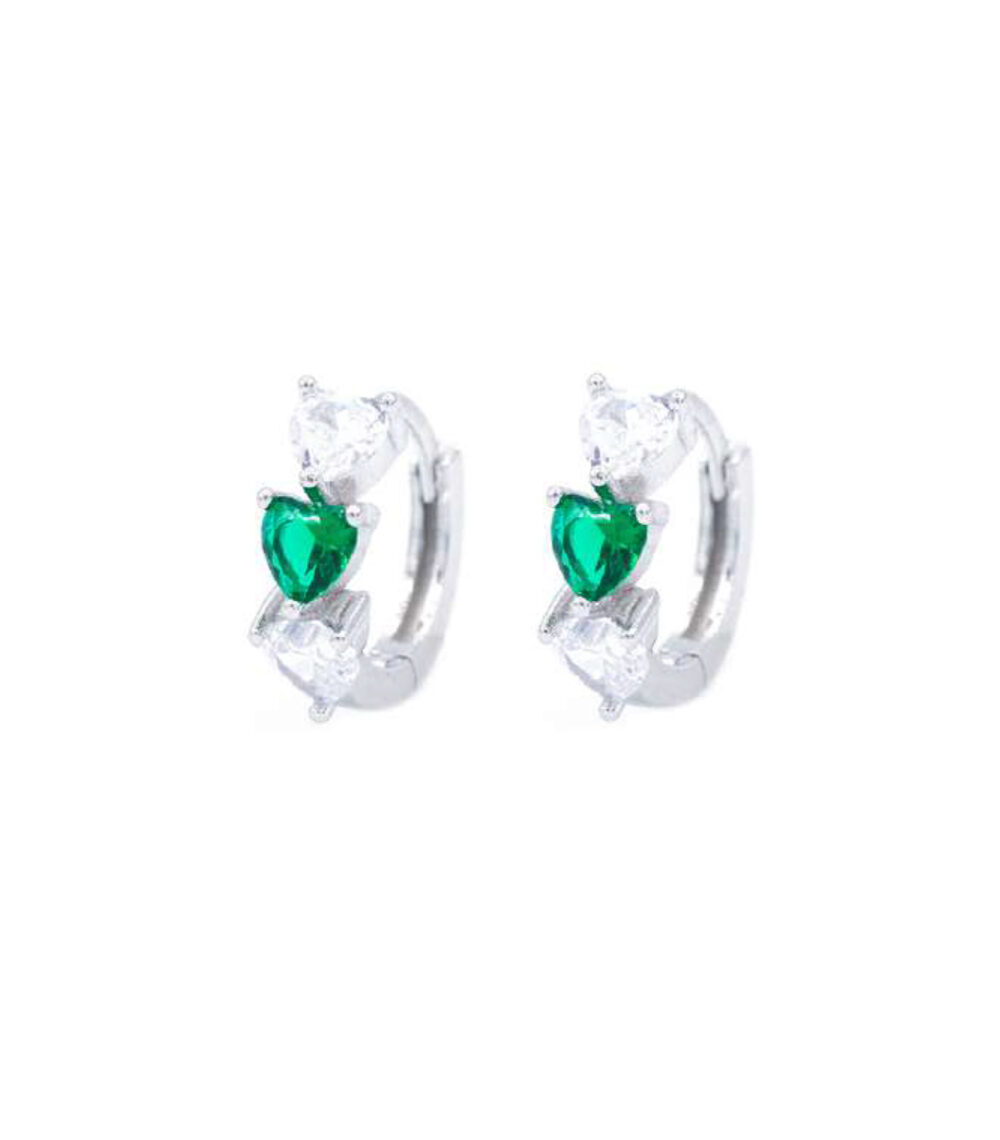 Orecchini a Cerchio con Cuori di Pietre argento 925