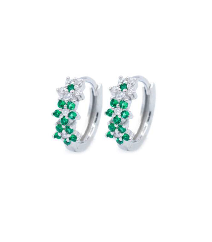 Orecchini a Cerchio con Fiori di Pietre argento 925