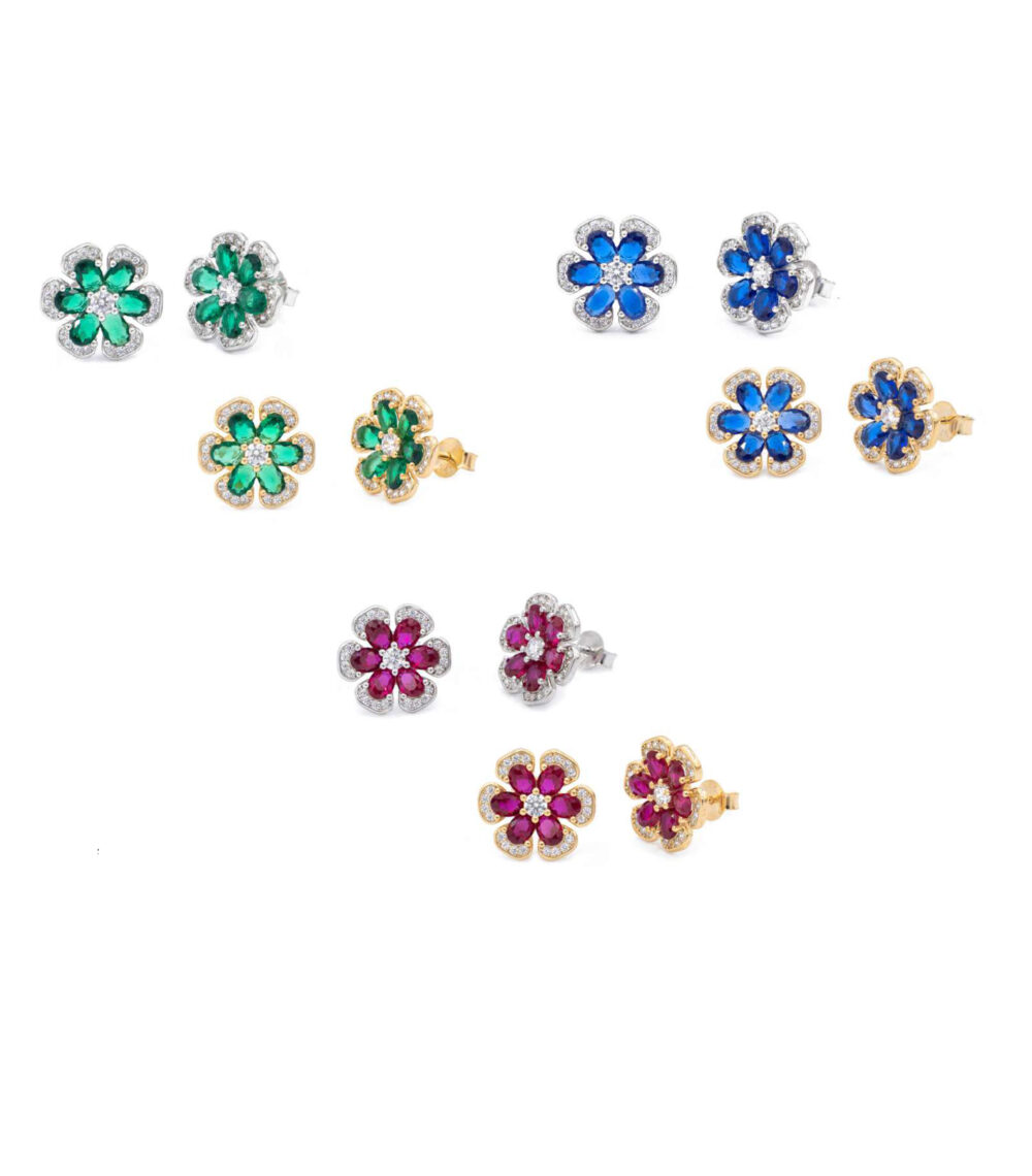 Orecchini a Fiore con Zirconi Scintillanti in argento 925