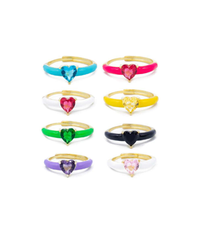 Anello "Cuore Smaltato & Luminoso" argento 925 regolabile