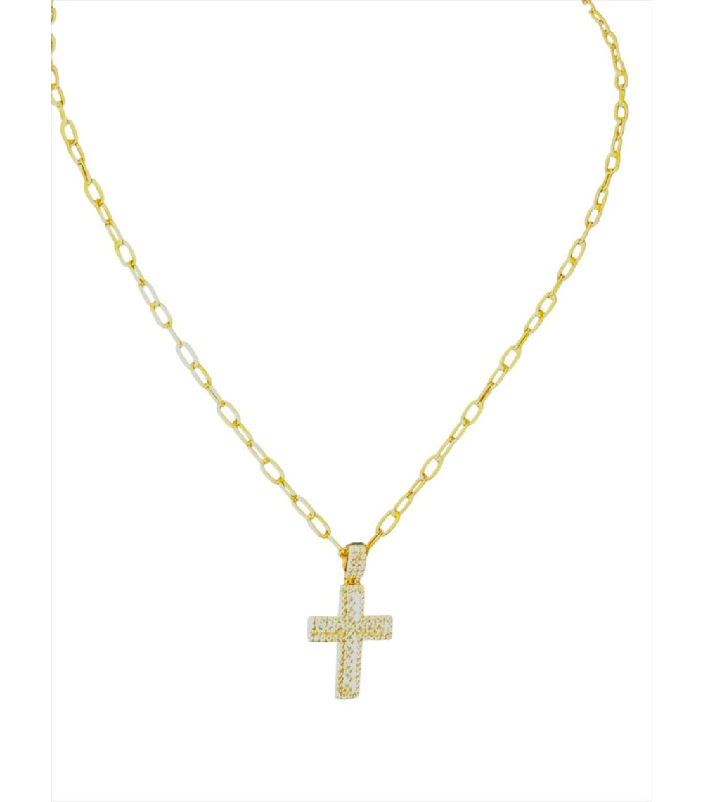 Collana con Croce Zirconata in Argento 925 Placcato Oro - immagine 2