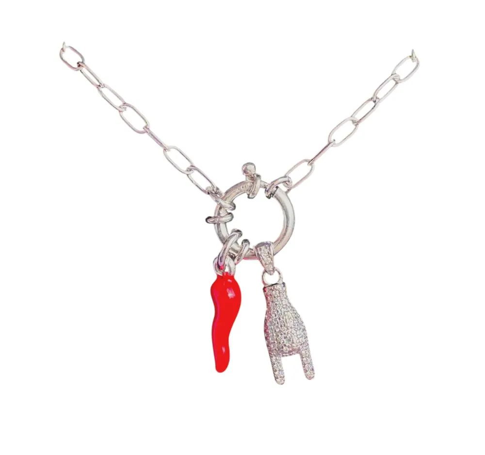 Collana cornetto napoletano con corna 