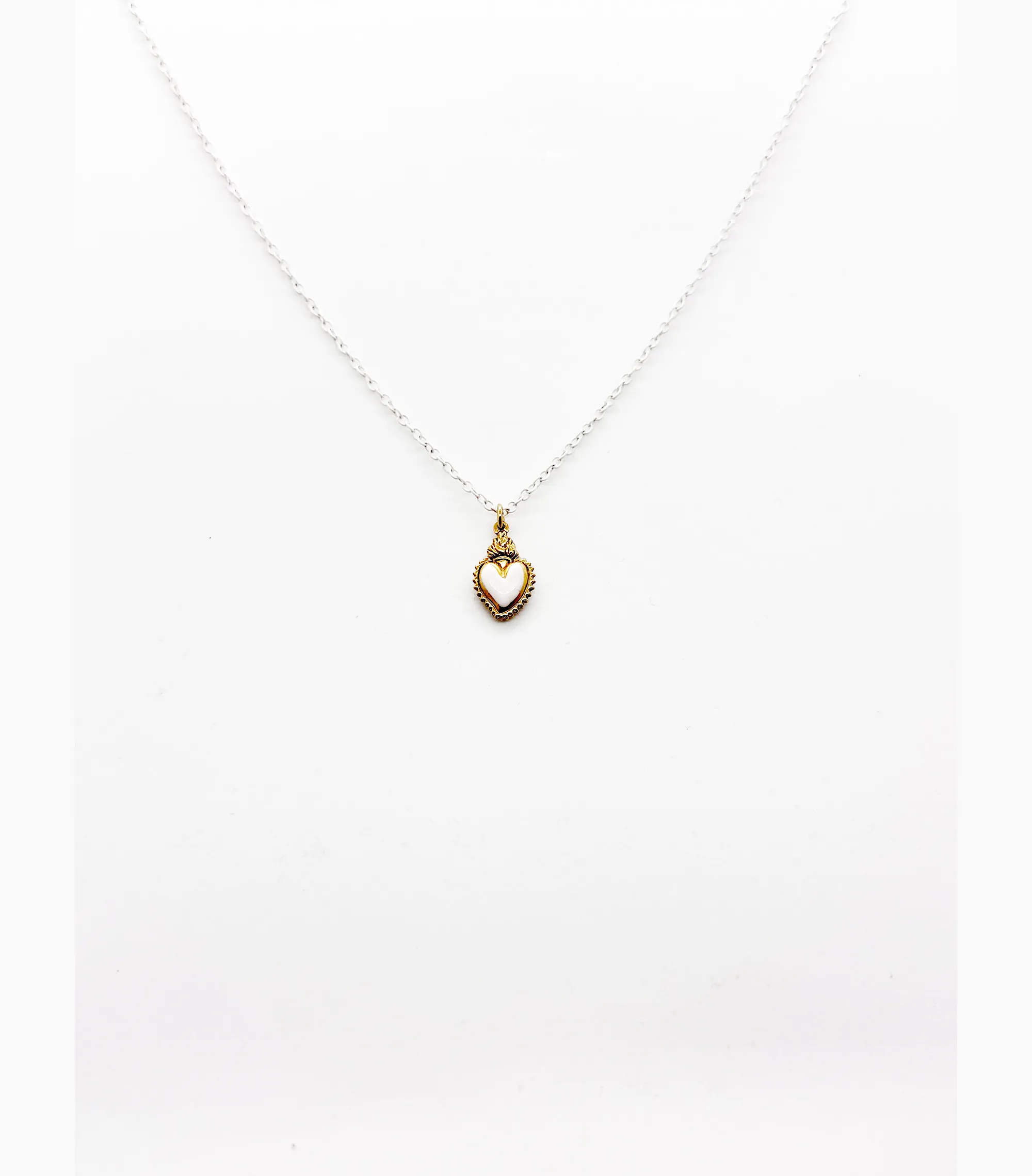 Collana cuore sacro bianco argento 