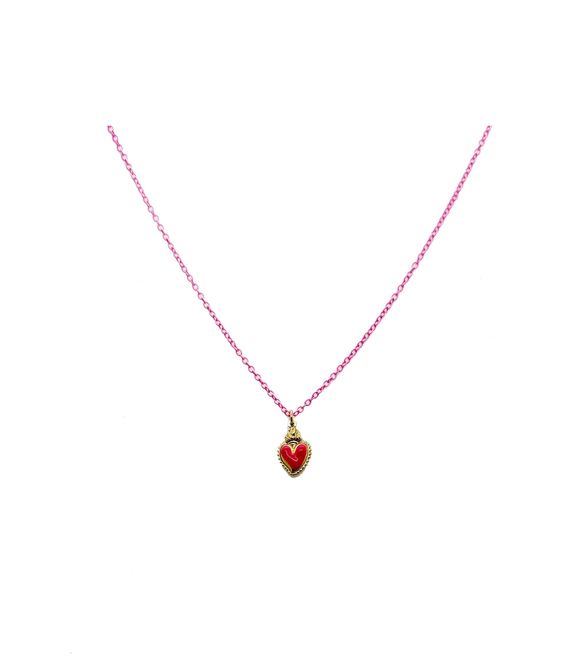 collana cuore sacro rosso argento 