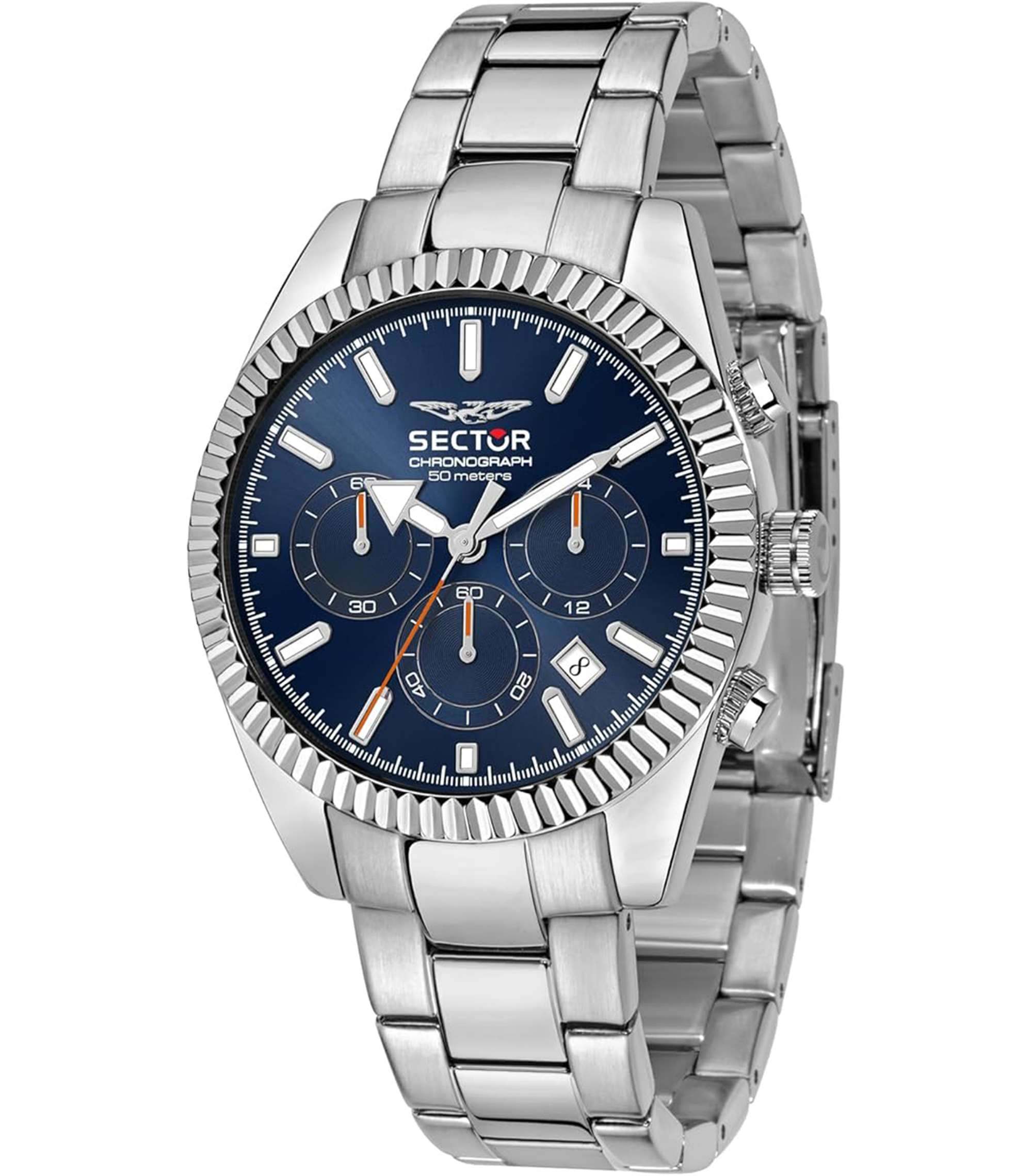 Sector No Limits 450 Orologio Uomo In Acciaio, Movimento Al Quarzo, Quadrante Blu, Cassa 41mm, Datario, Impermeabile 10 ATM (100m). Ref. R3253276008.