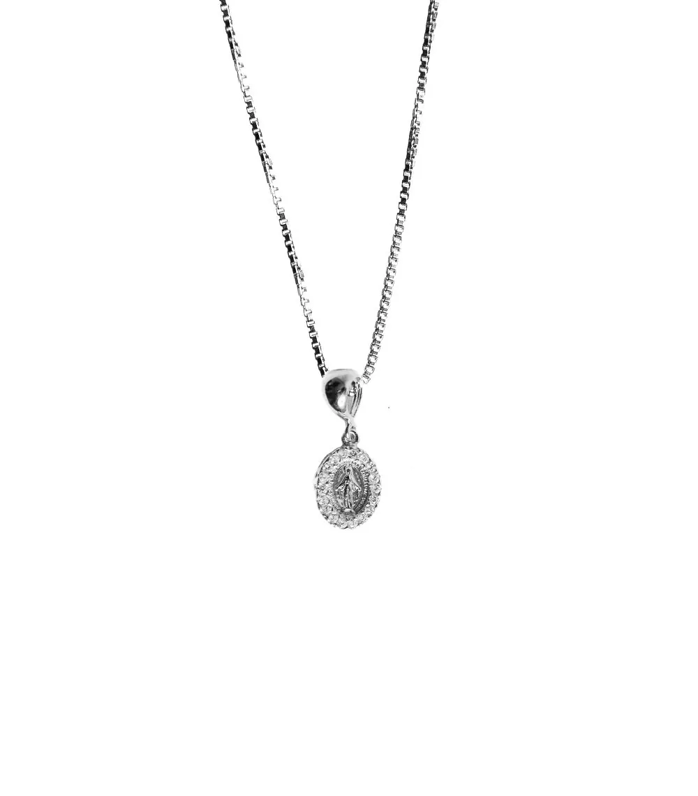 Collana medaglia madonna miracolosa argento 925 