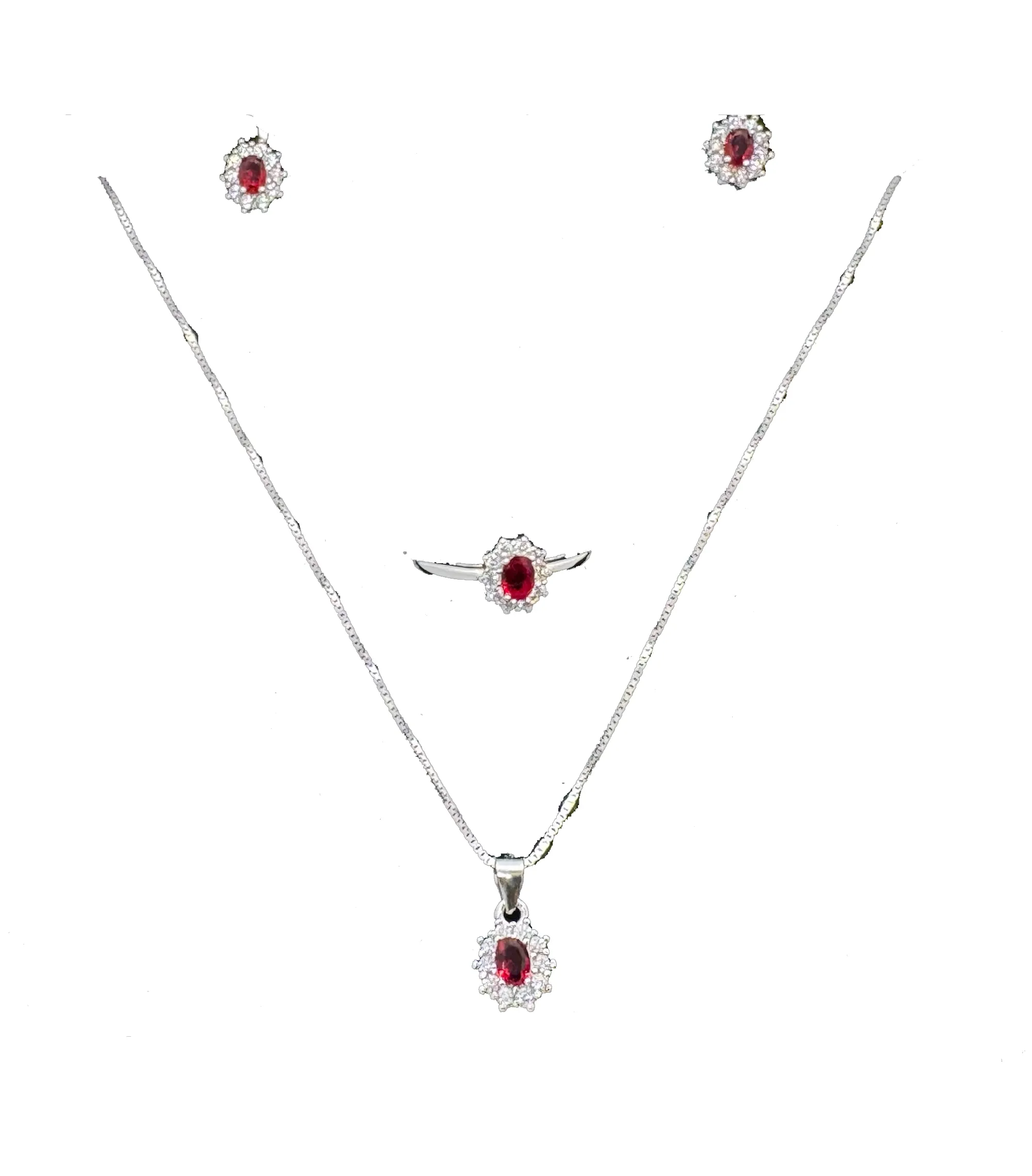 parure gioielli collana orecchini e anello 