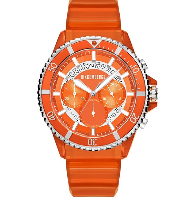 Orologio Uomo BIKKEMBERGS Ref. BKA48 RAINBOW Chrono in Silicone Arancione 44mm