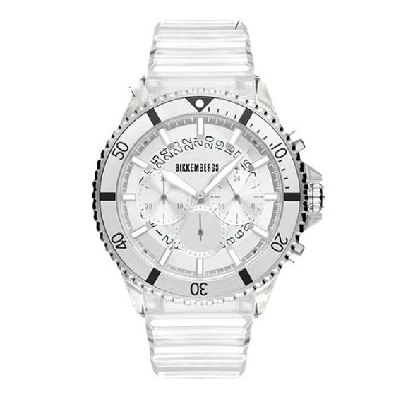Orologio Uomo BIKKEMBERGS Ref. BKA49 RAINBOW Chrono Silicone Bianco/Silver 44 mm