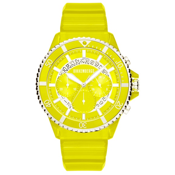 Orologio Uomo BIKKEMBERGS Ref. BKA50 RAINBOW Chrono in Silicone Giallo 44mm