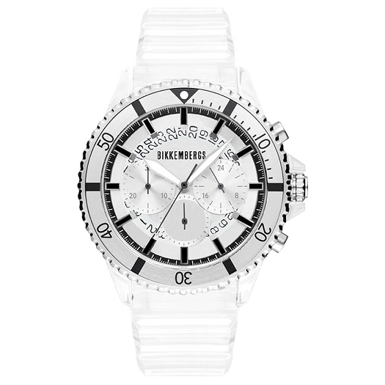 Orologio Uomo BIKKEMBERGS Ref. BKA52 RAINBOW Chrono in Silicone Bianco 44mm