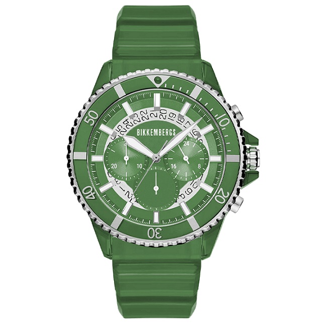Orologio Uomo BIKKEMBERGS Ref. BKA53 RAINBOW Chrono in Silicone Verde 44mm