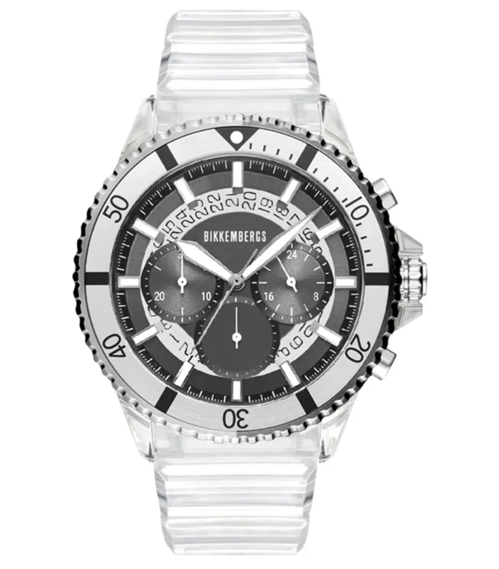 Orologio Uomo BIKKEMBERGS Ref. BKA54 RAINBOW Chrono in Silicone Nero Silver 44mm