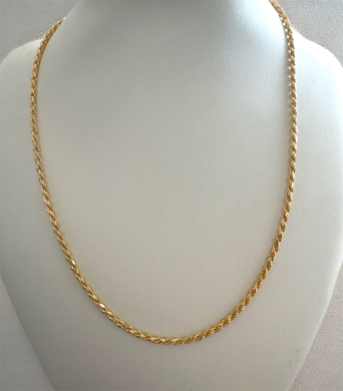 Collana Fune colette intrecciata Argento 925 Placcato oro 45cm spessore 2mm