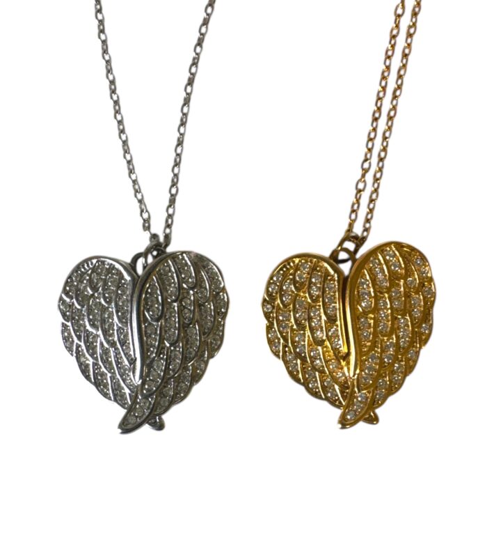 Medaglione Cuore "Angel Wings" - Custodisci la tua Foto in Acciaio Silver o Gold