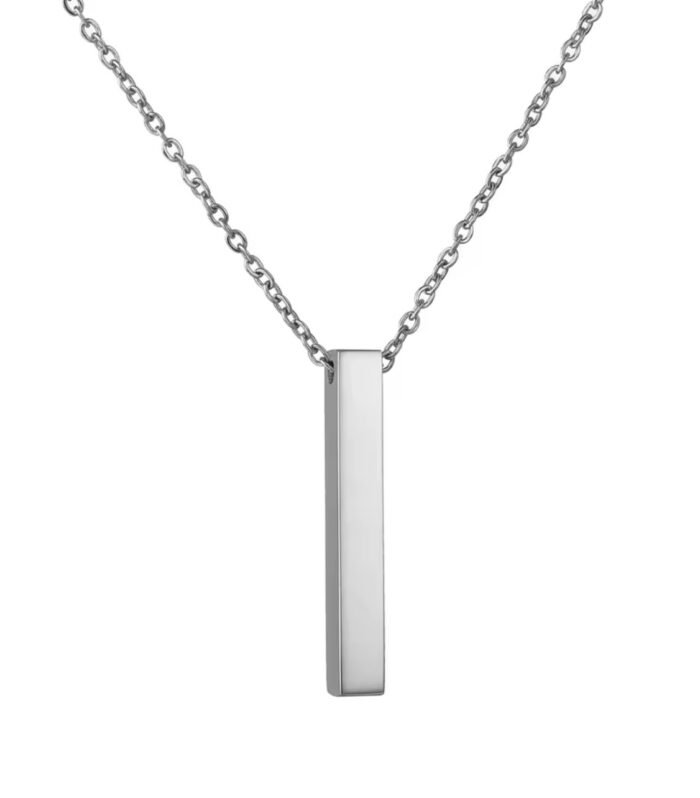 Collana Pendente Barra 3D con Incisione Personalizzata su 4 lati