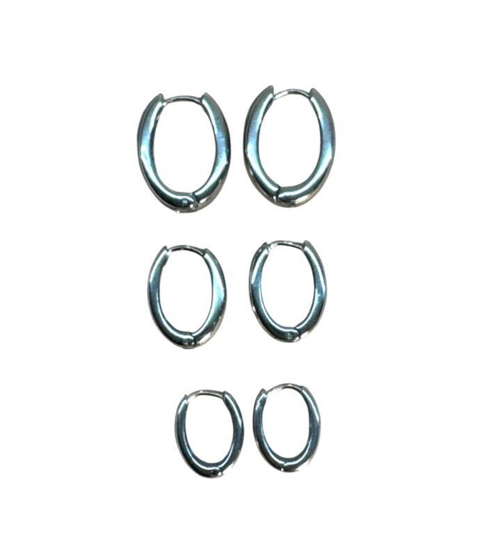 Orecchini a Cerchio Ovali in Acciaio Inossidabile – Oro o Argento