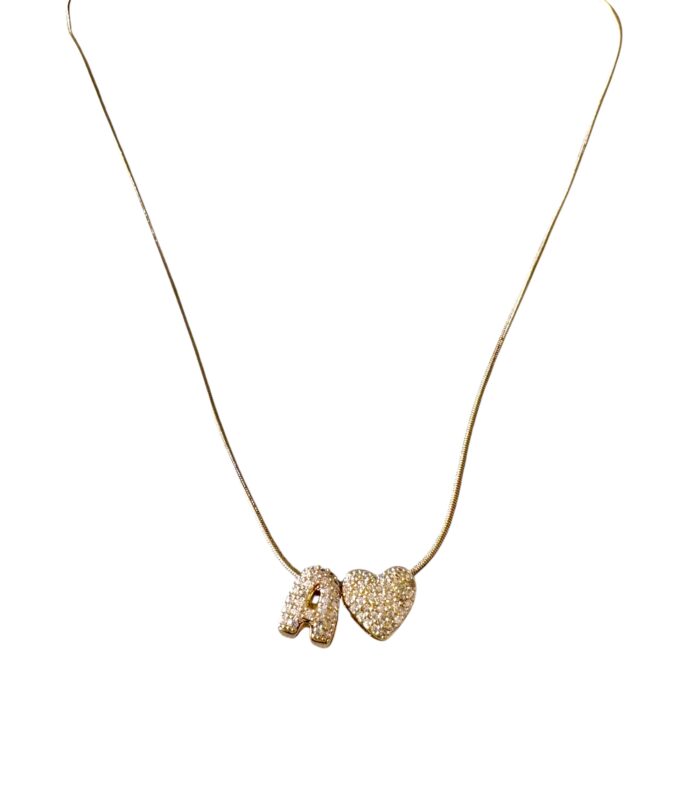 Collana Personalizzata in Acciaio: Iniziale e Cuore in Pavé di Zirconi