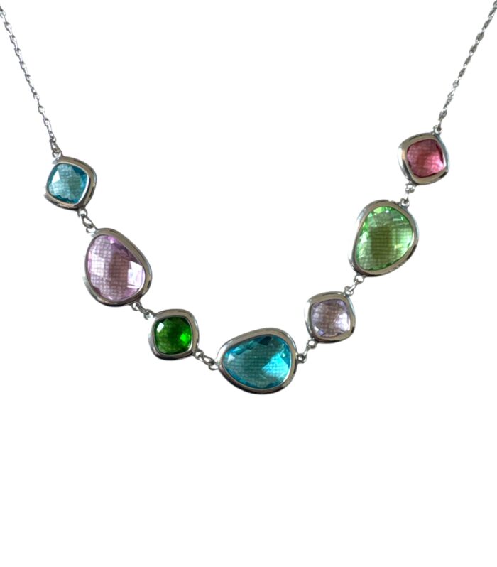 Collana 'Kaleidoscope' in Acciaio con Cristalli Multicolor