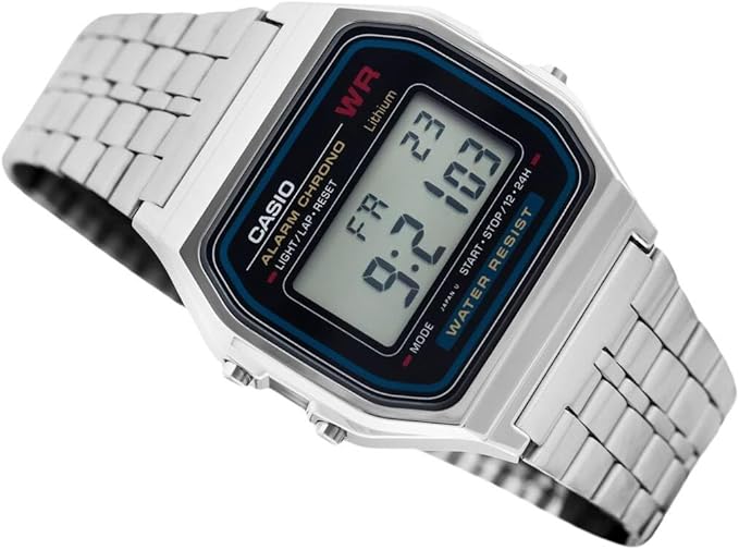 Casio A159W-N1DF Orologio Digitale Classico Nero con Cinturino acciaio Perfetto per Uso Quotidiano e Stile Funzionale