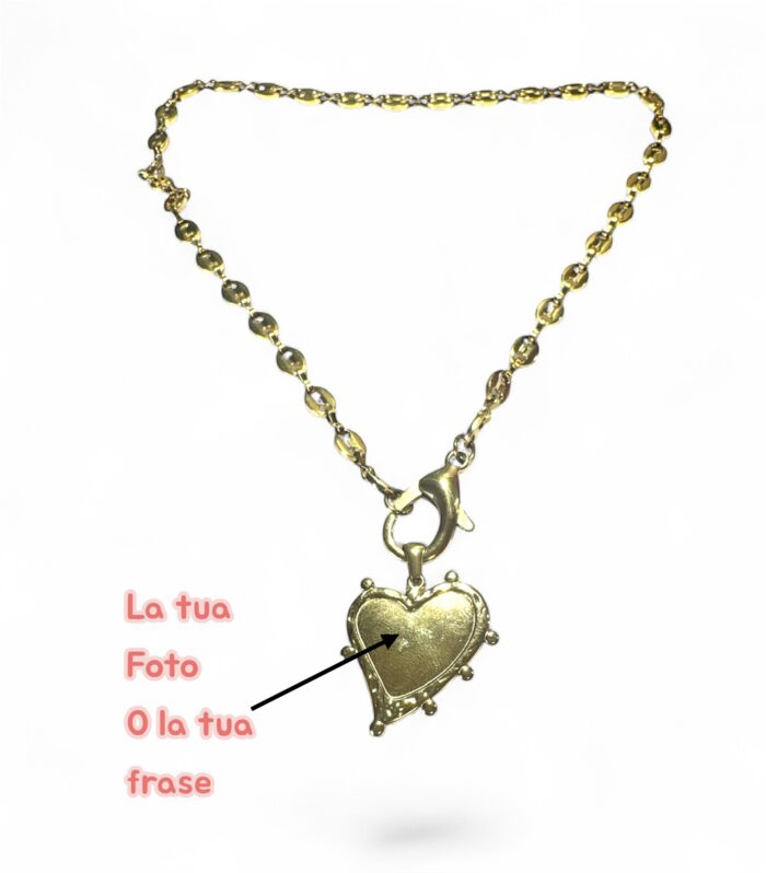 Collana Personalizzata in Acciaio Inox con Ciondolo a Cuore - Incisione c